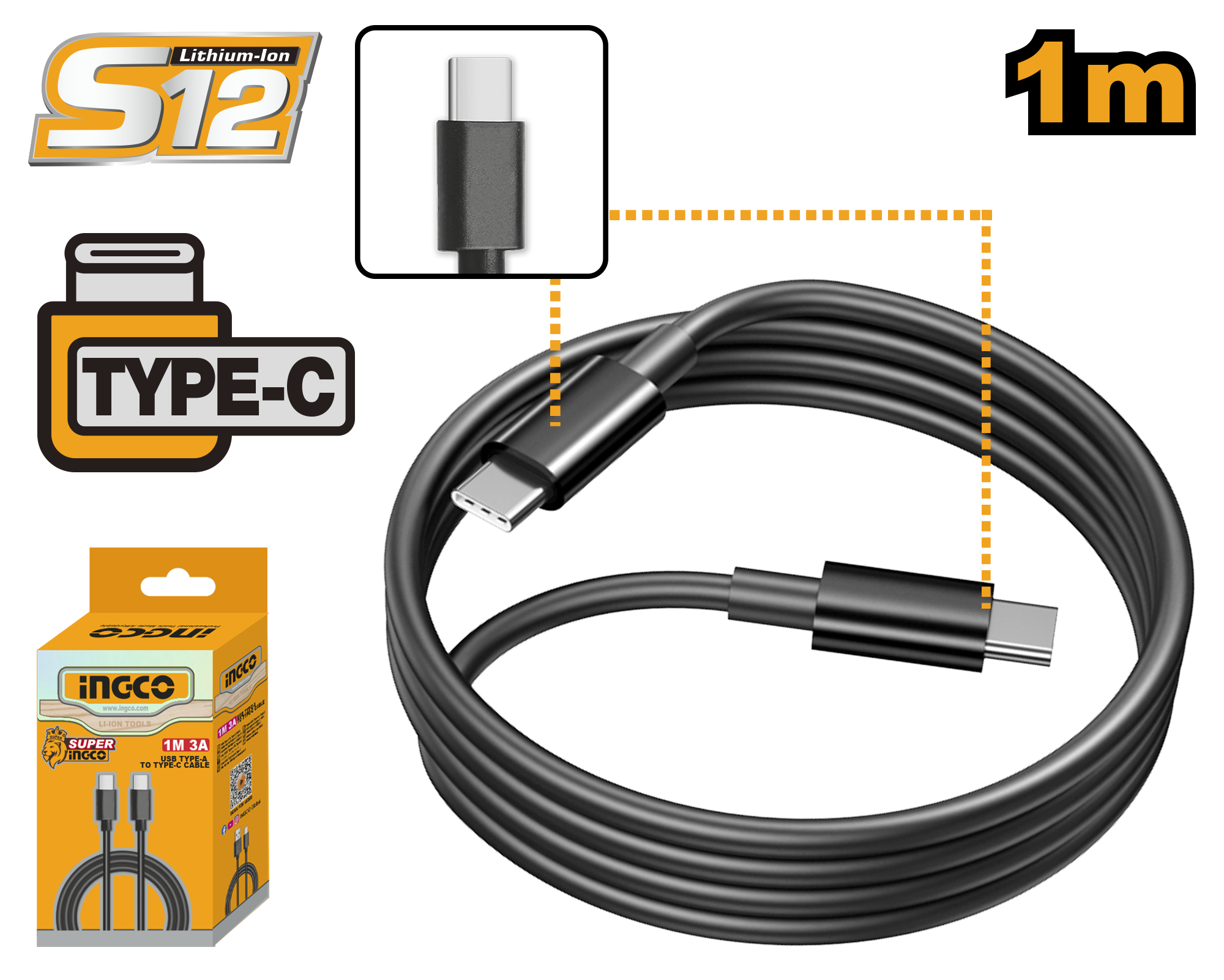INGCO USB Type-C to Type-C Cable  - IUCC02