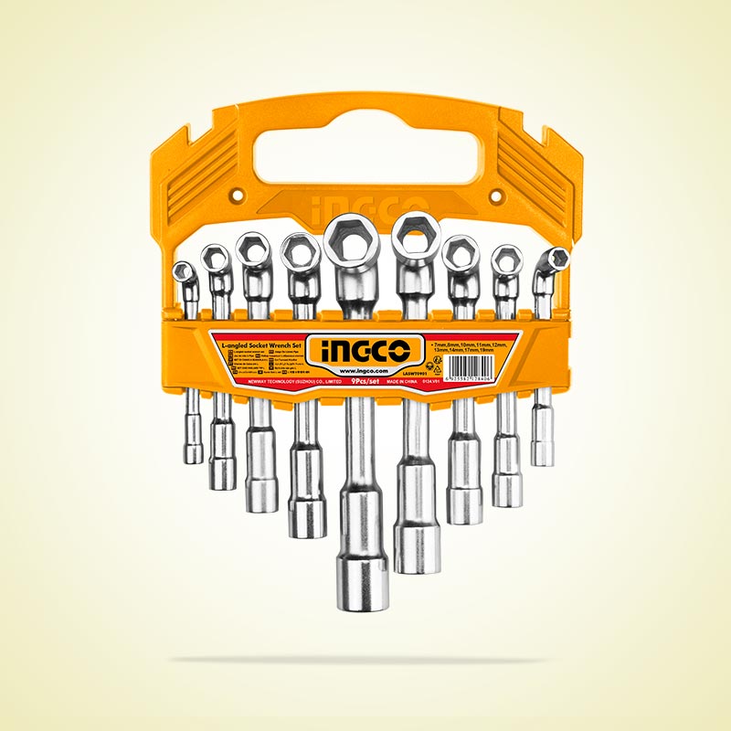 INGCO 9 PCs Set L-Angled Socket Wrench Set (Whole Body Drop Forged Non Welding) - LASWT0901