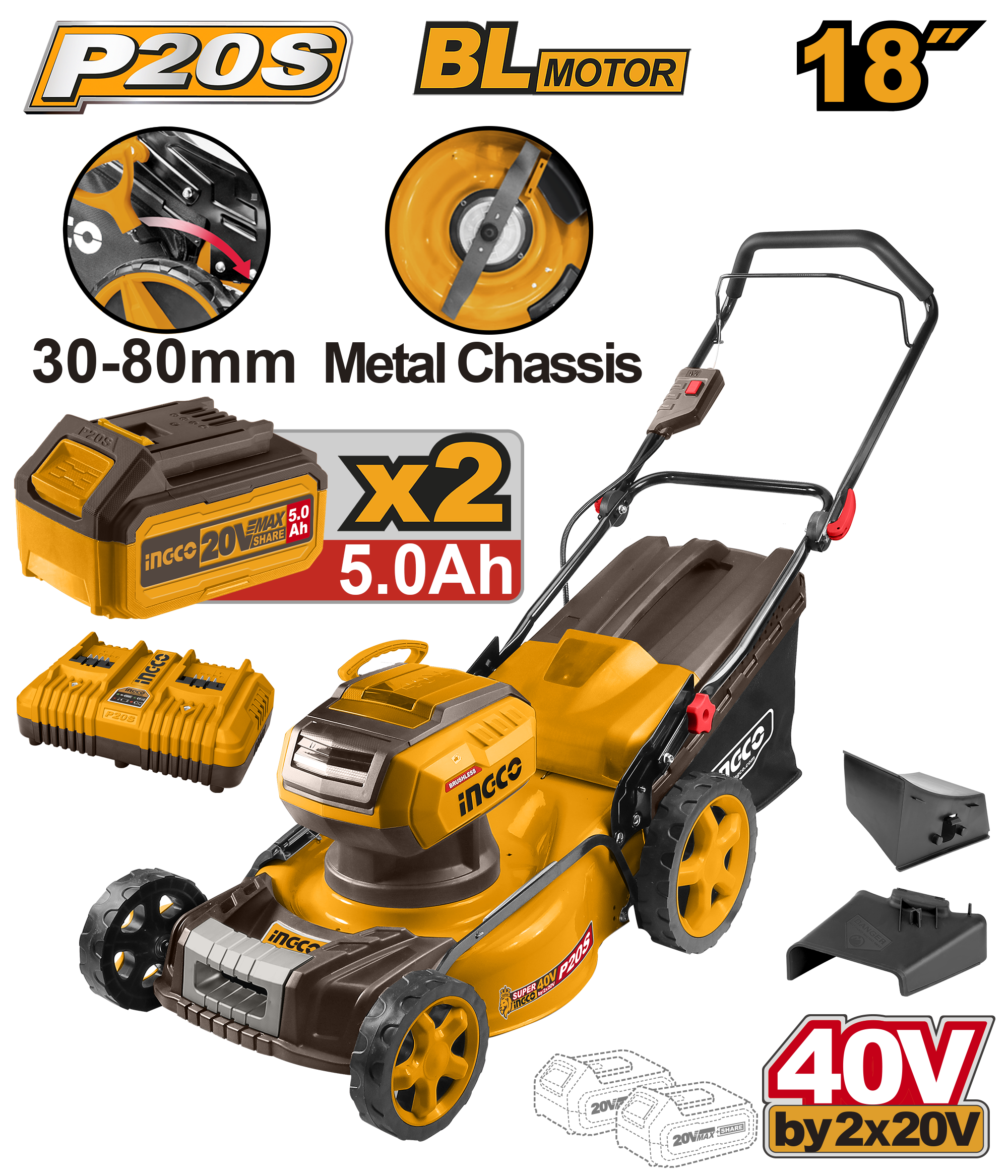 INGCO Cordless Lawn Mower - LMLI20186