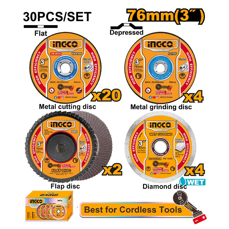 INGCO Cutting and Grinding Disc Set - MCD07630 Main image