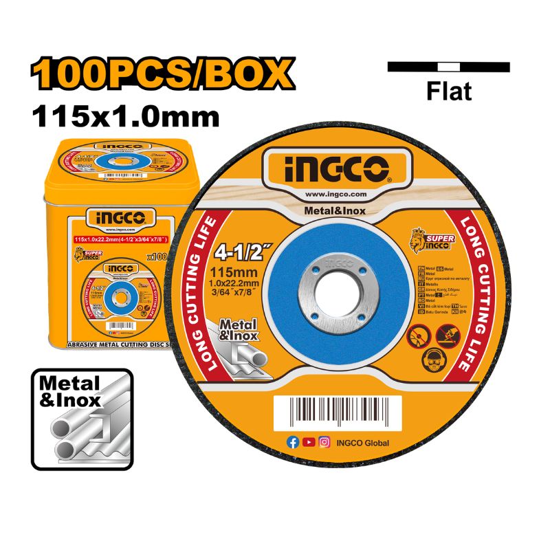 INGCO 100PCs 115x1.0MM Abrasive Metal Cutting Disc Set - MCD10115100
