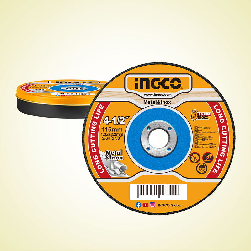 INGCO 10PCs 115x1.2MM Abrasive Metal Cutting Disc Set - MCD121155