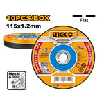 INGCO 10PCs 115x1.2MM Abrasive Metal Cutting Disc Set - MCD121155