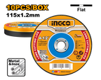 INGCO 10PCs 115x1.2MM Abrasive Metal Cutting Disc Set - MCD121155