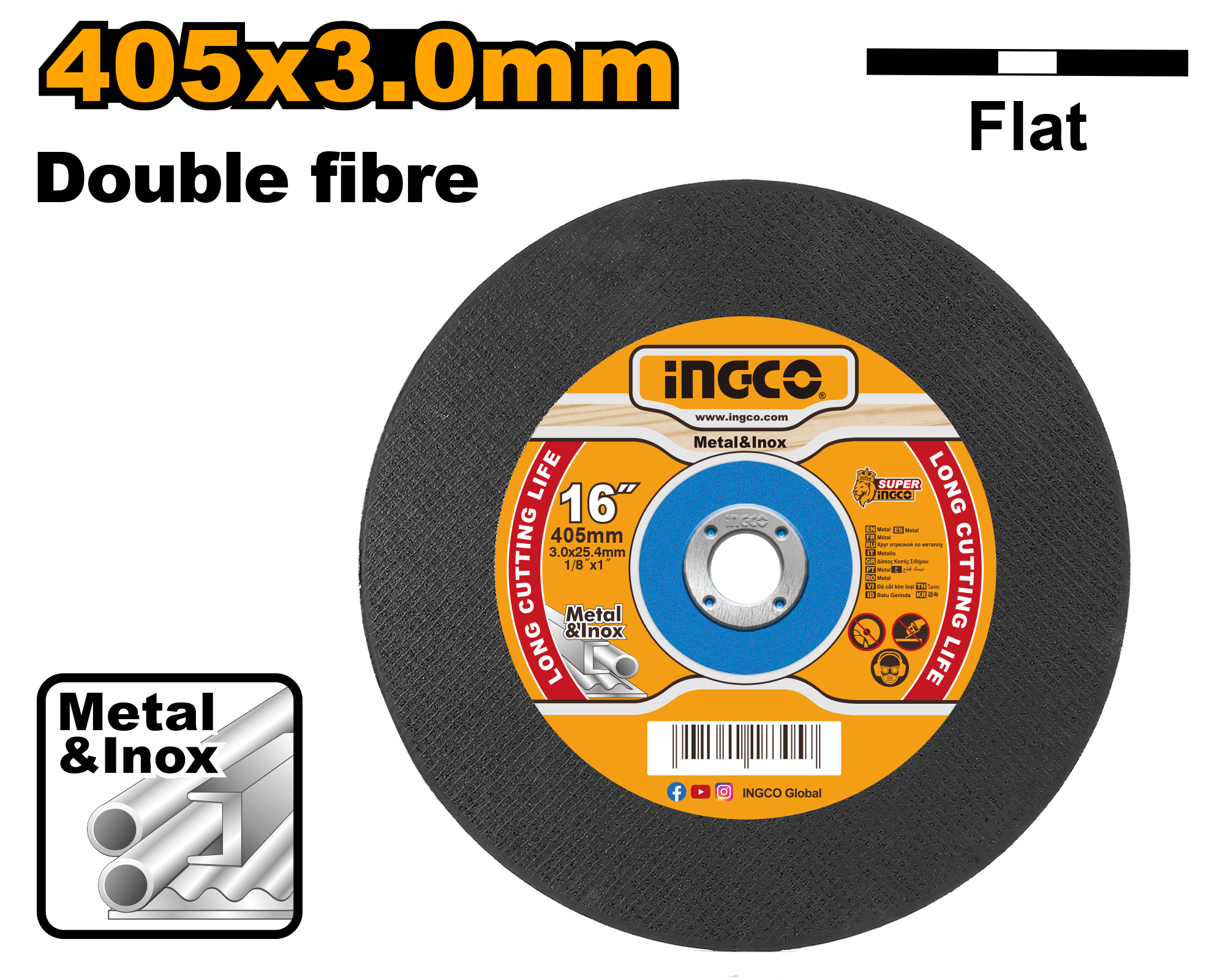 INGCO 405x3.0MM Abrasive Metal Cutting Disc - MCD304051