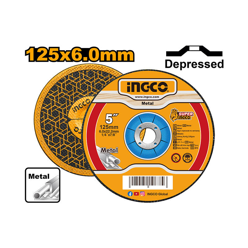 INGCO 125x6.0MM Abrasive Metal Grinding Disc - MGD601251
