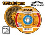 INGCO 125x6.0MM Abrasive Metal Grinding Disc - MGD601251