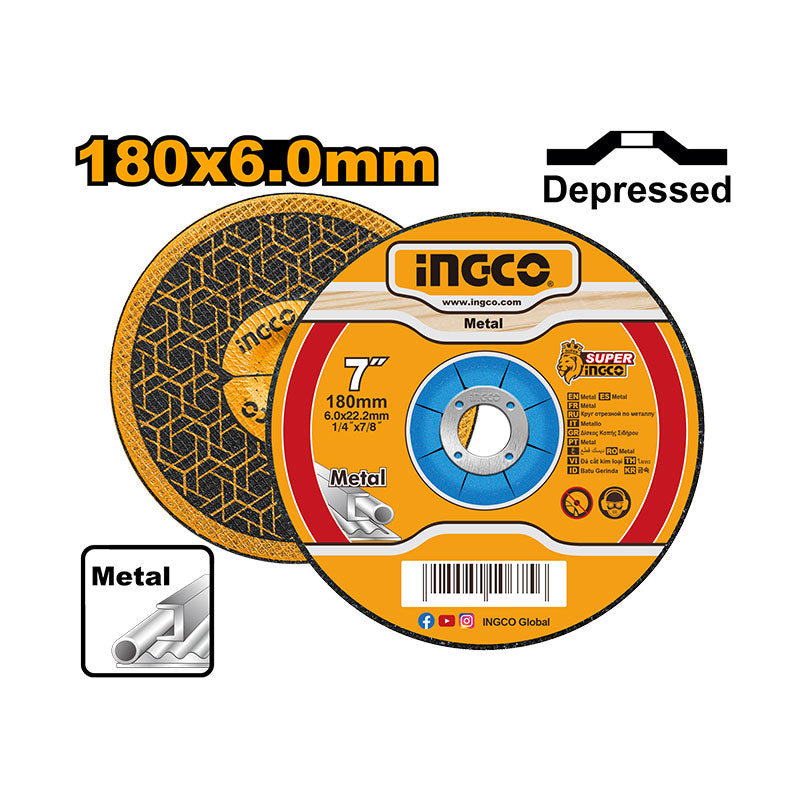 INGCO 180x6.0MM Abrasive Metal Grinding Disc - MGD601801