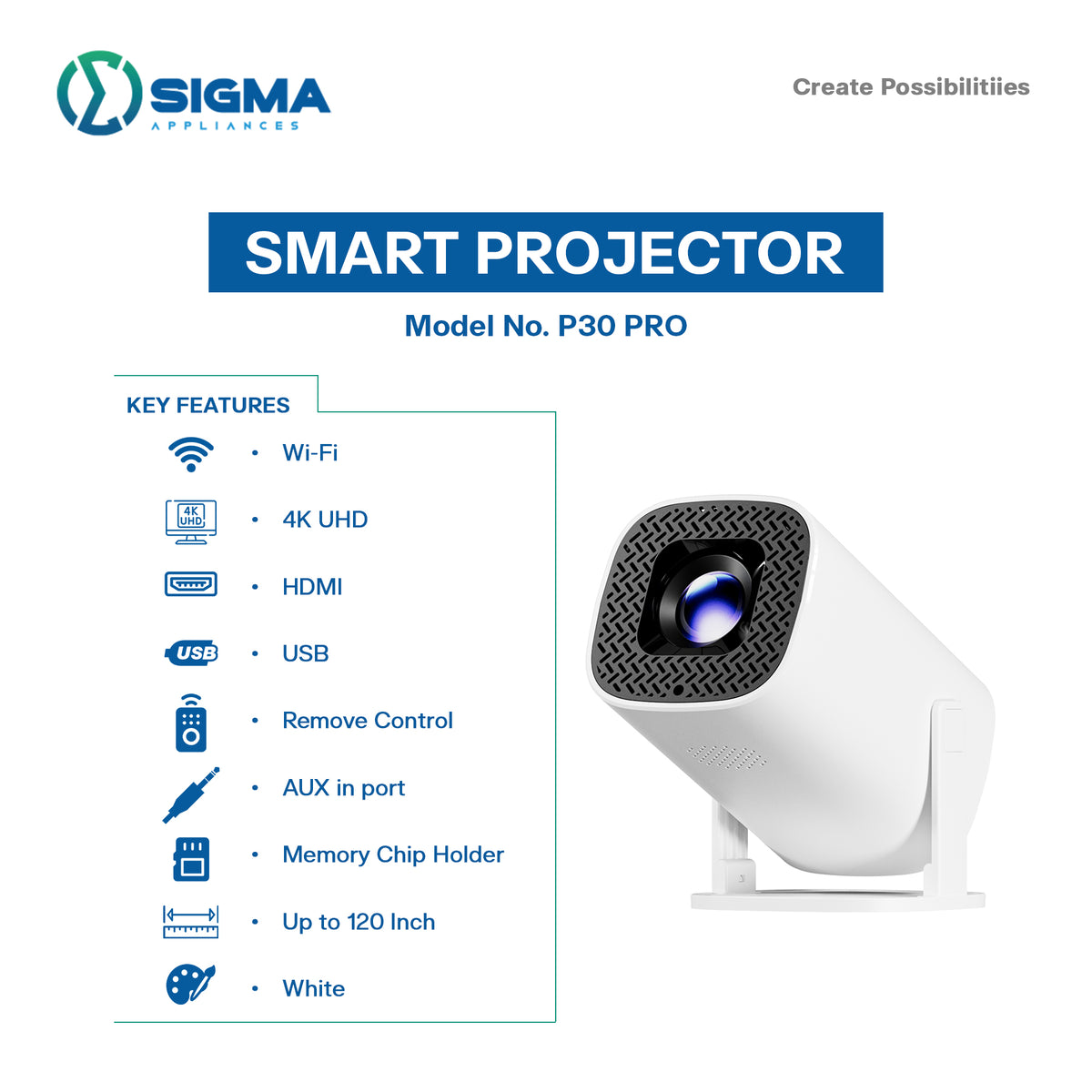 Sigma Smart Portable Projector P30PRO