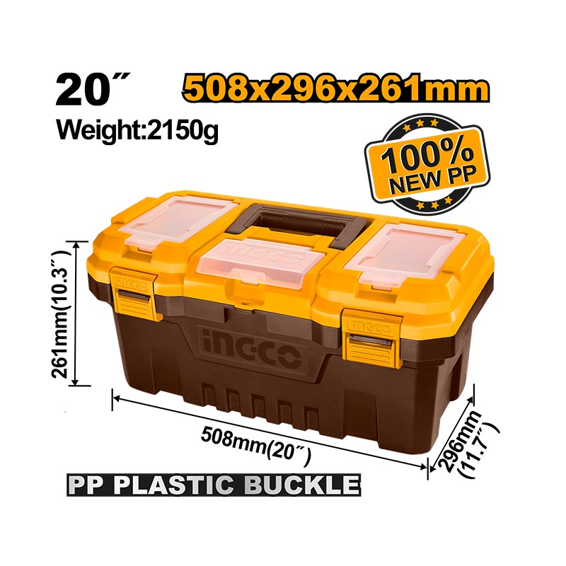 INGCO 508x296x261MM 20" Plastic Toolbox - PBX2001