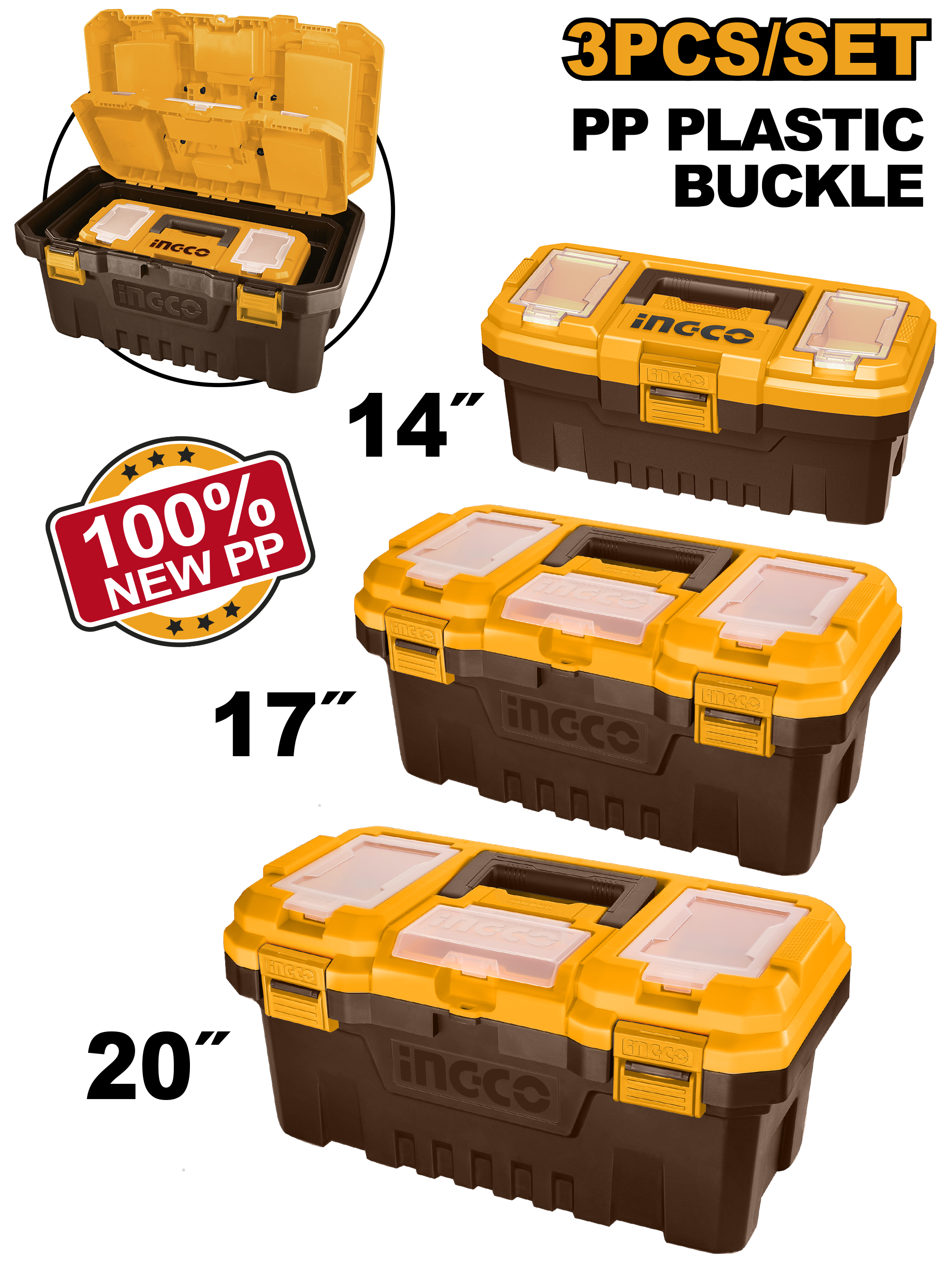 INGCO 3 PCs Plastic Toolboxes Set - PBXK0301 Main image