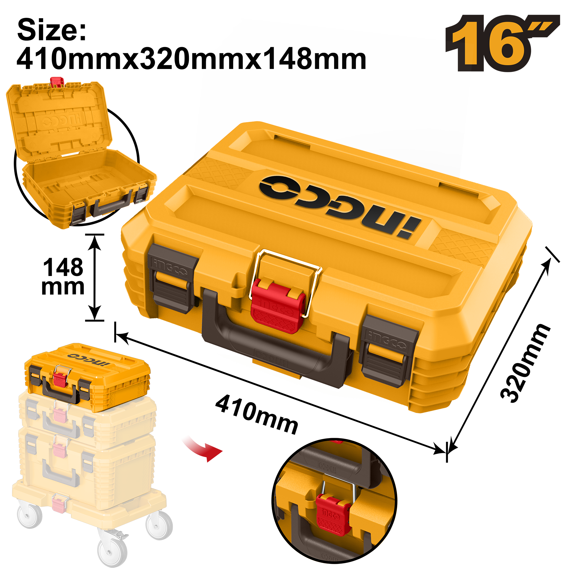 INGCO 16" Stackable Toolbox - PBXS101 Main image