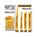 INGCO 150MM (6") 10PCs Reciprocating Saw Blades Set - RSB1001