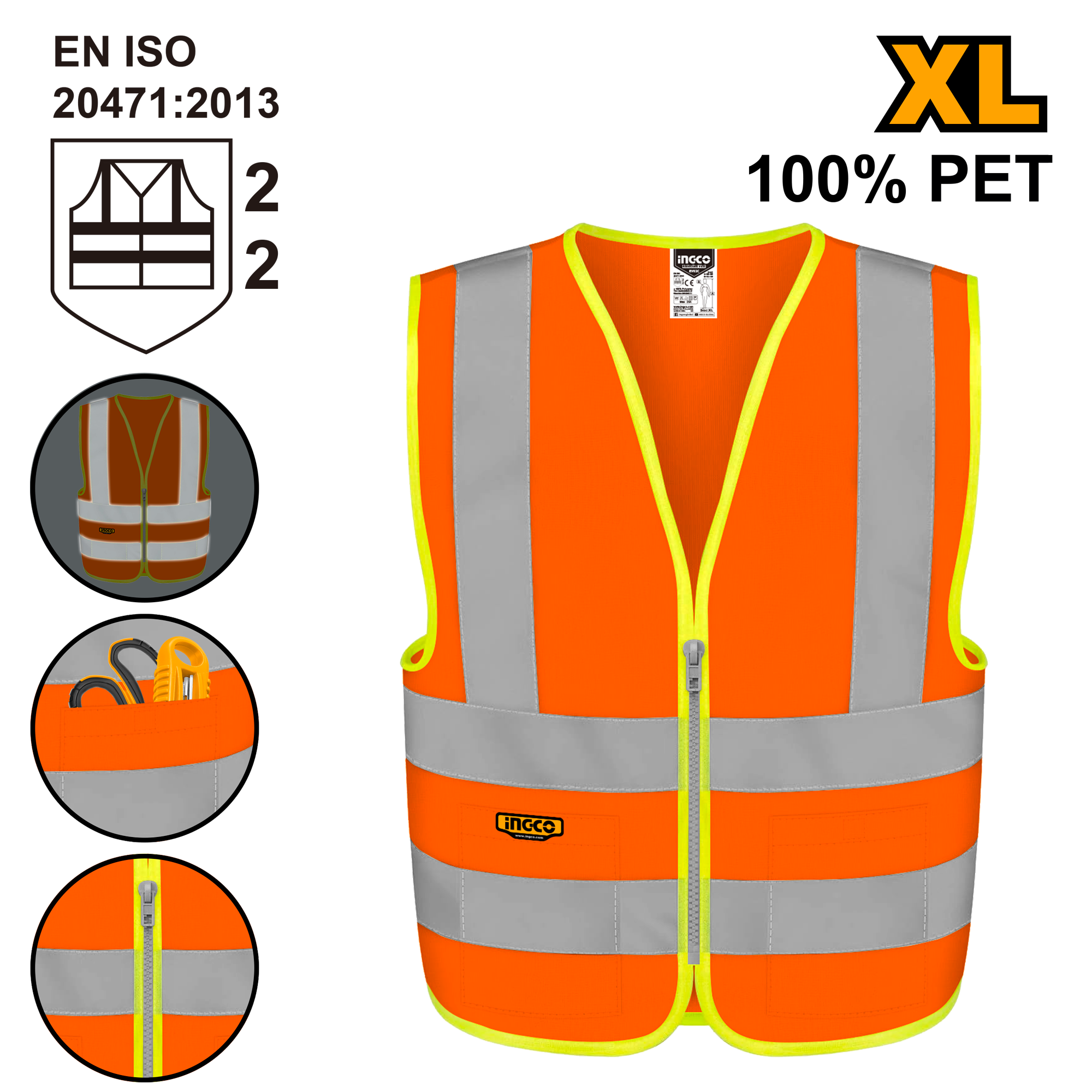 INGCO 100% PET XL Reflection Vest - RV82XL