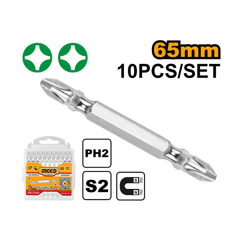 INGCO 65MM 10PCs Screwdriver Bits - SDB21PH233