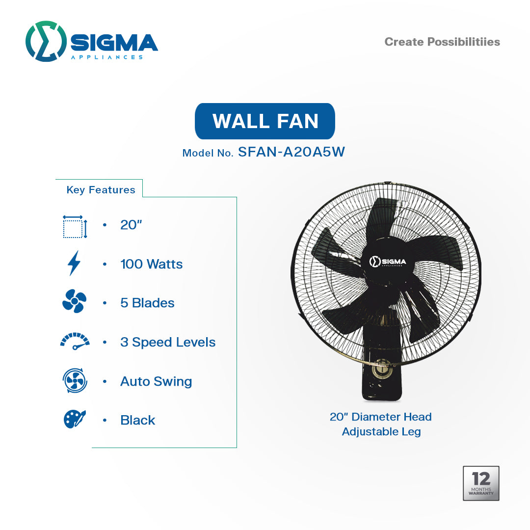 SIGMA 20 Inch Wall Fan