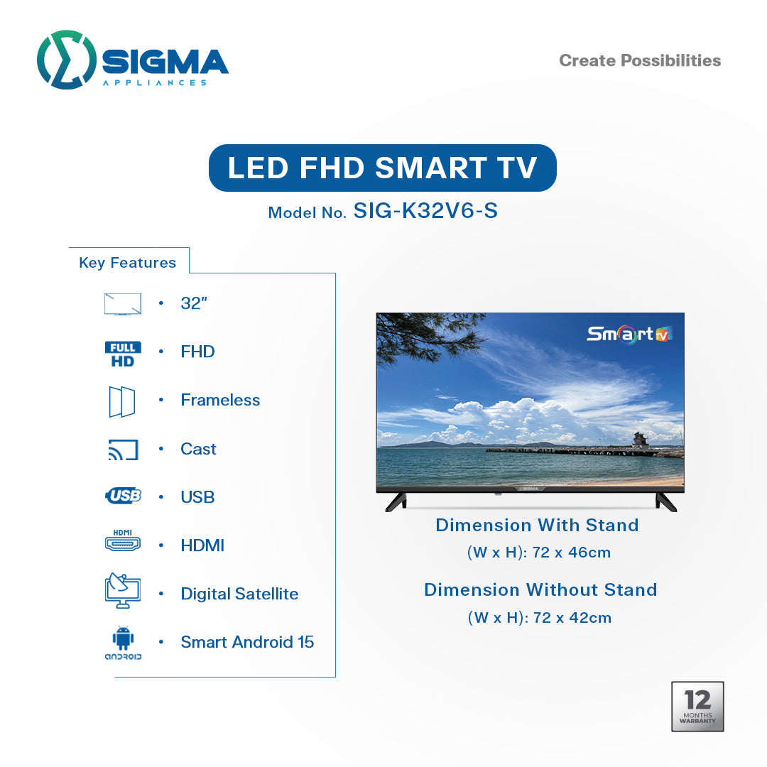 Sigma 32 Inch Smart Android TV available at HomeCart Ghana