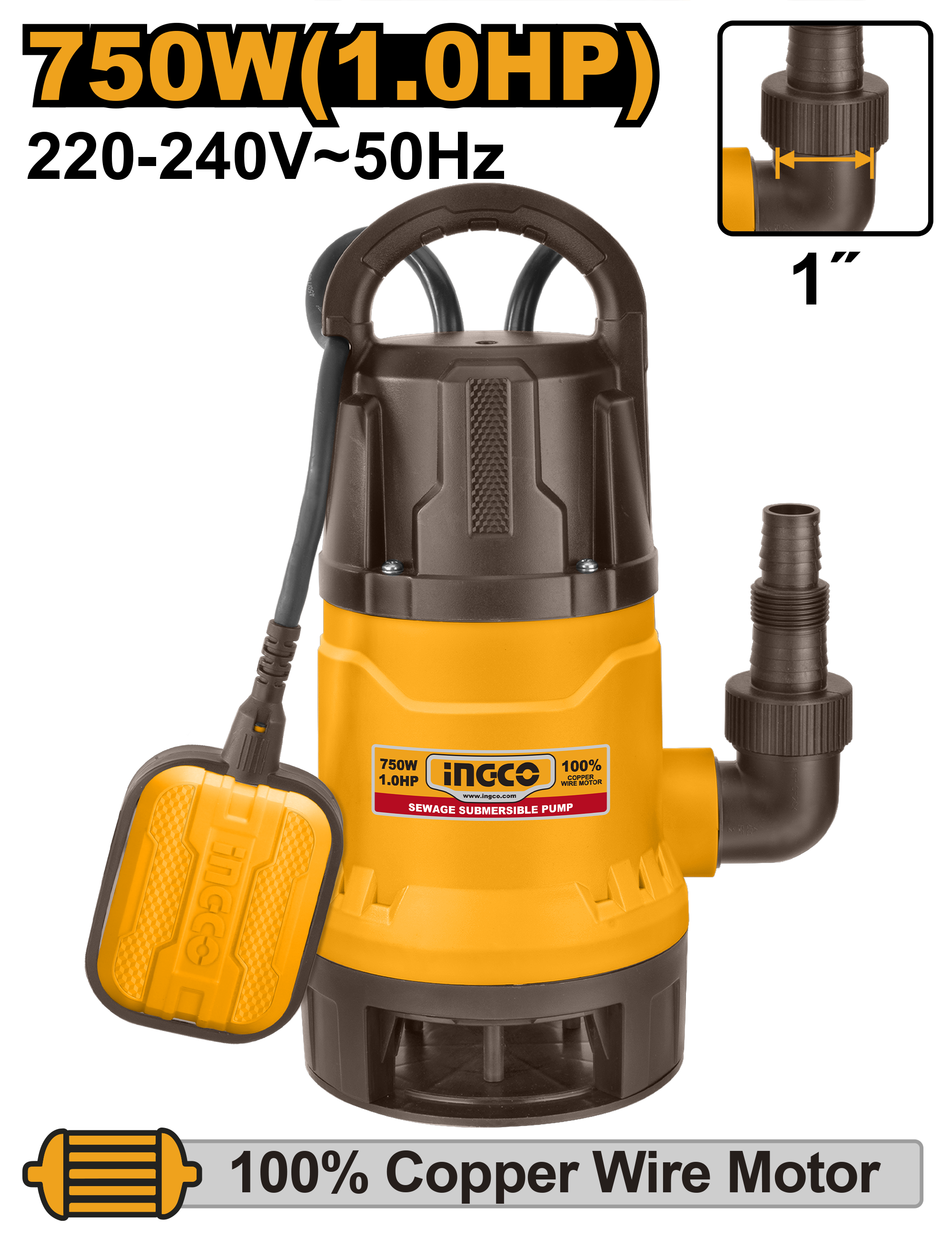 INGCO Sewage Submersible Pump - SPD7508