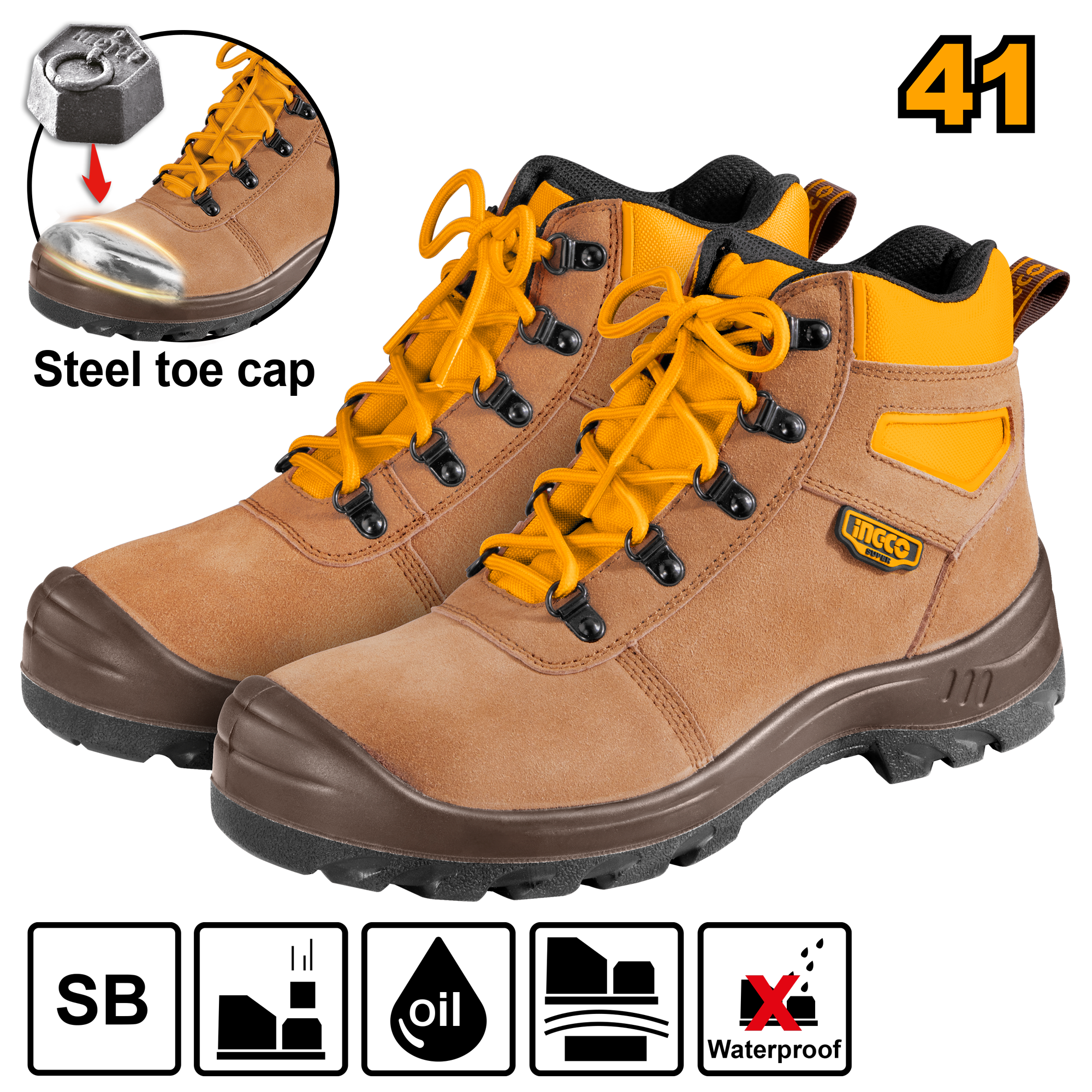 INGCO Steel Toe Cap Safety Boots - SSH02SB.41, 43, 44, 45 Main image