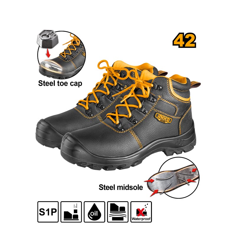INGCO Steel Toe Cap & Midsole Safety Boots - SSH04S1P.42, 44& 45