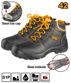 INGCO Steel Toe Cap & Midsole Safety Boots - SSH04S1P.42, 44& 45