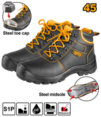 INGCO Steel Toe Cap & Midsole Safety Boots - SSH04S1P.42, 44& 45