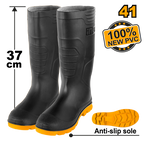INGCO 100% New PVC, Anti-Slip Sole, 37CM Rain Boots - SSH092LYB SIZES 39, 41, 42, 43, 44, 45, 46
