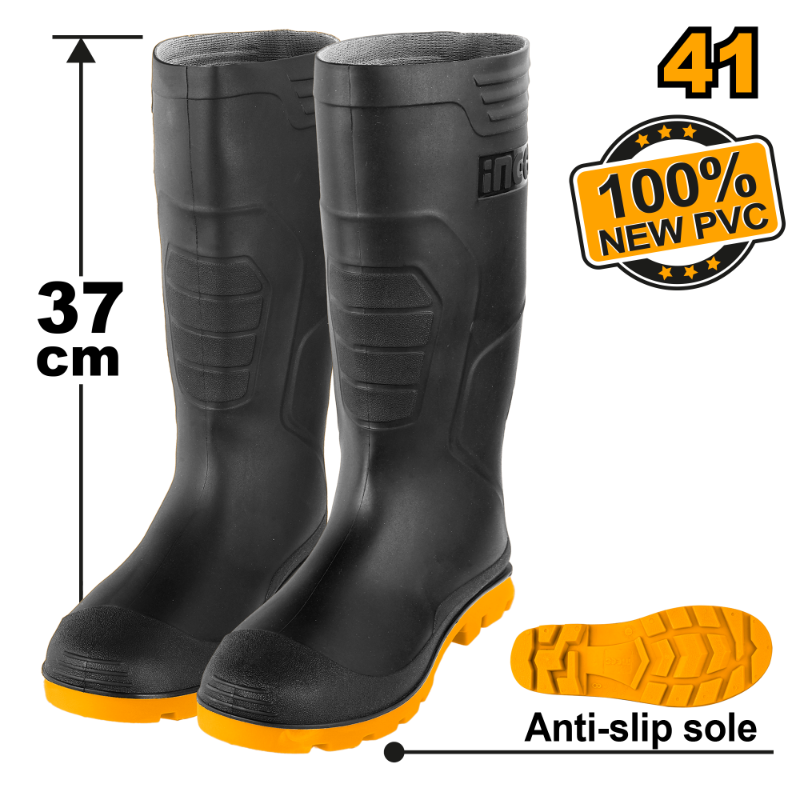 INGCO 100% New PVC, Anti-Slip Sole, 37CM Rain Boots - SSH092LYB SIZES 39, 41, 42, 43, 44, 45, 46