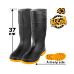 INGCO 100% New PVC, Anti-Slip Sole, 37CM Rain Boots - SSH092LYB SIZES 39, 41, 42, 43, 44, 45, 46