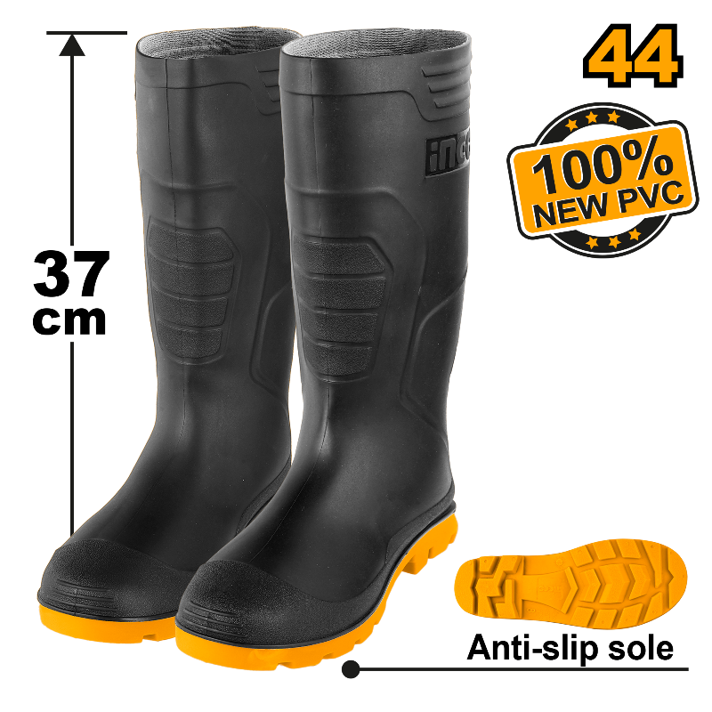 INGCO 100% New PVC, Anti-Slip Sole, 37CM Rain Boots - SSH092LYB SIZES 39, 41, 42, 43, 44, 45, 46