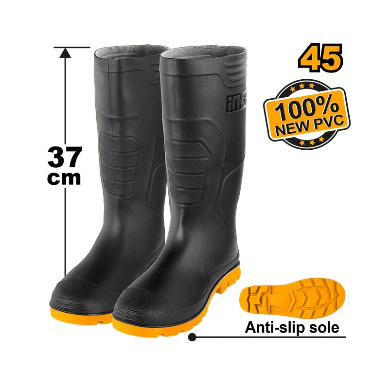 INGCO 100% New PVC, Anti-Slip Sole, 37CM Rain Boots - SSH092LYB SIZES 39, 41, 42, 43, 44, 45, 46