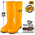 INGCO 100% New PVC, Anti-Slip Sole, Steel Toe Cap, 40CM Safety Boots - SSH092SB.42, 43, 44 & 45