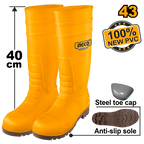 INGCO 100% New PVC, Anti-Slip Sole, Steel Toe Cap, 40CM Safety Boots - SSH092SB.42, 43, 44 & 45