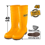 INGCO 100% New PVC, Anti-Slip Sole, Steel Toe Cap, 40CM Safety Boots - SSH092SB.42, 43, 44 & 45