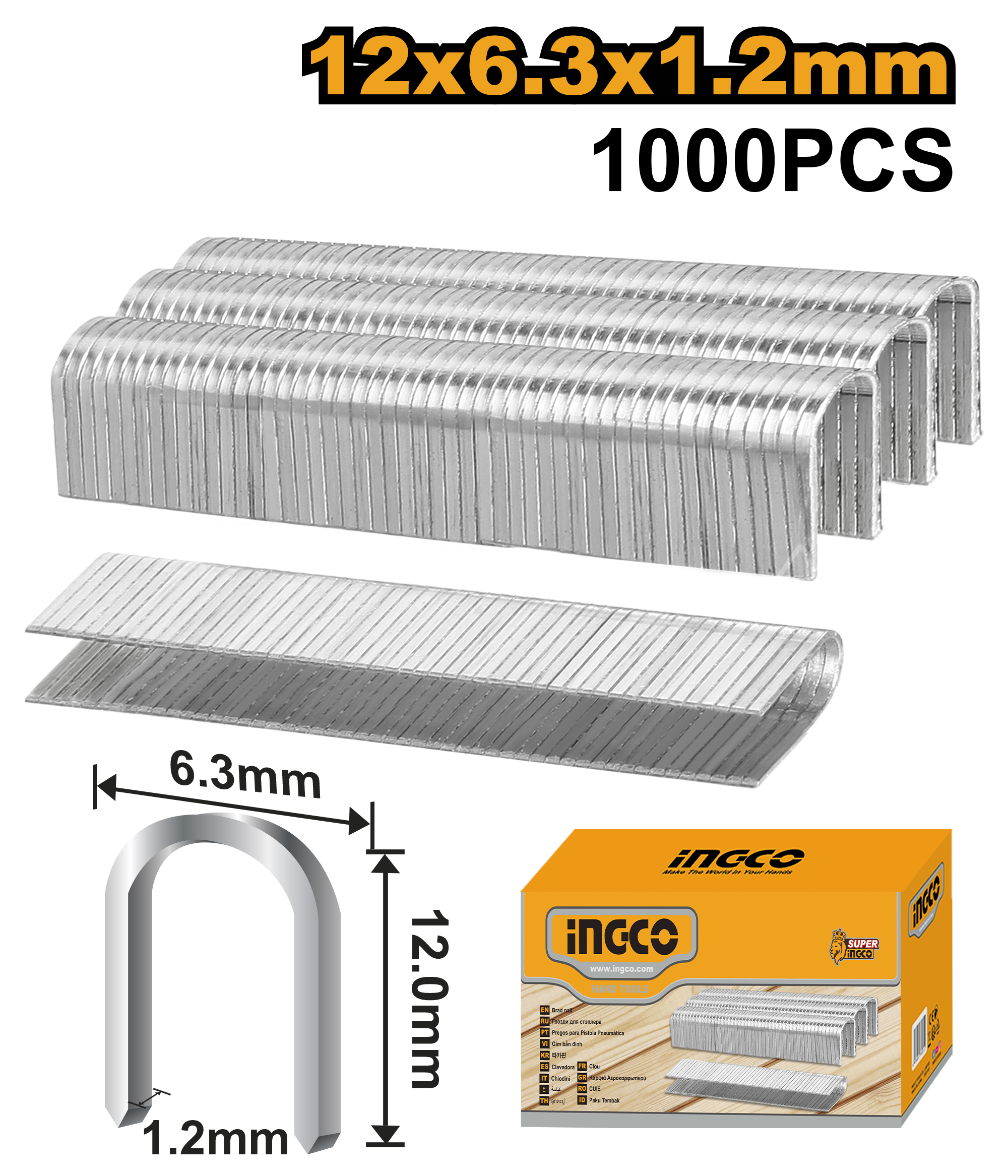INGCO 12x6.3x1.2MM Staples - STS0412 Main image