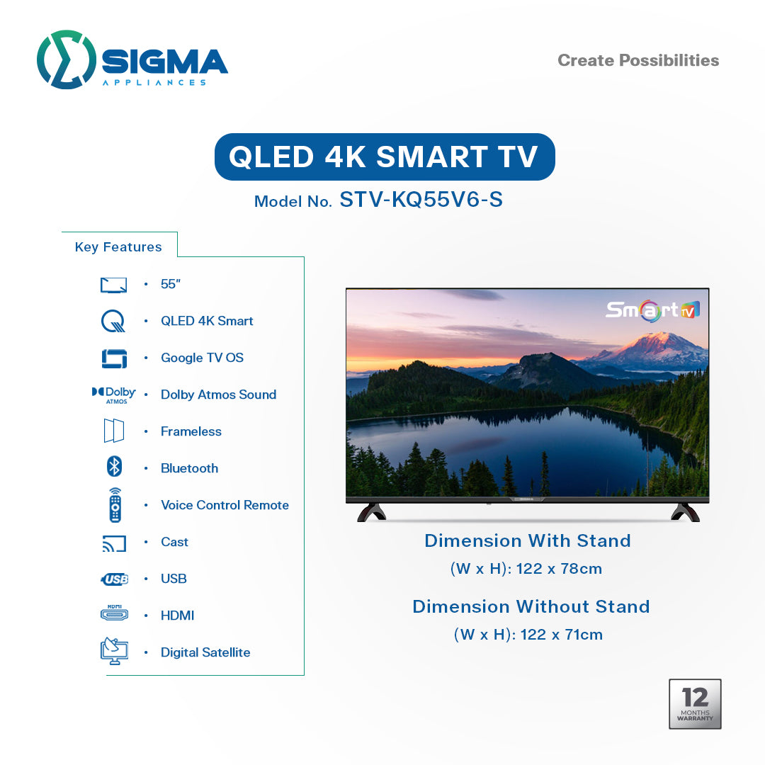 Sigma 55 Inch QLED 4K Google TV available at HomeCart Ghana