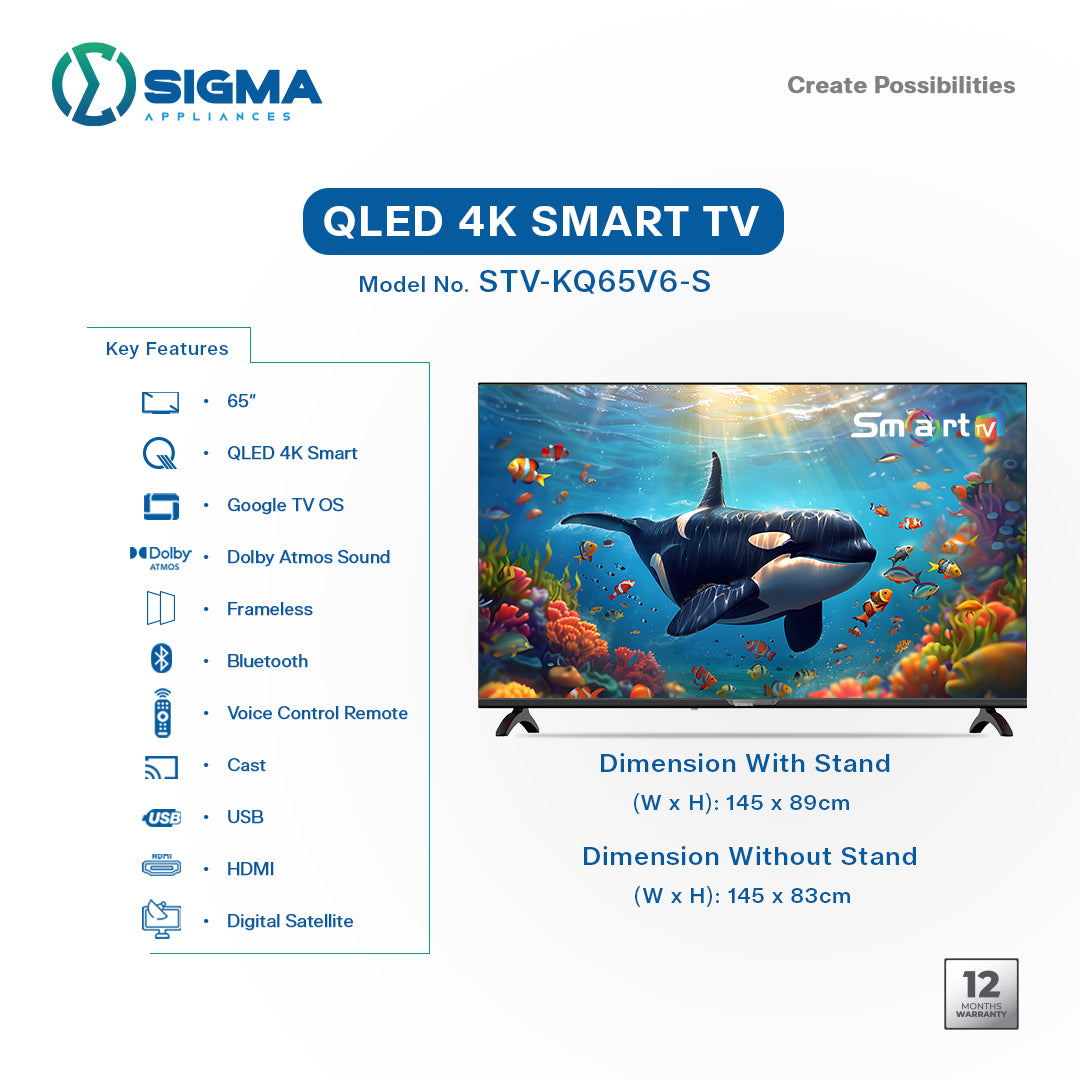 Sigma 65 Inch QLED 4K Google TV available at HomeCart Ghana