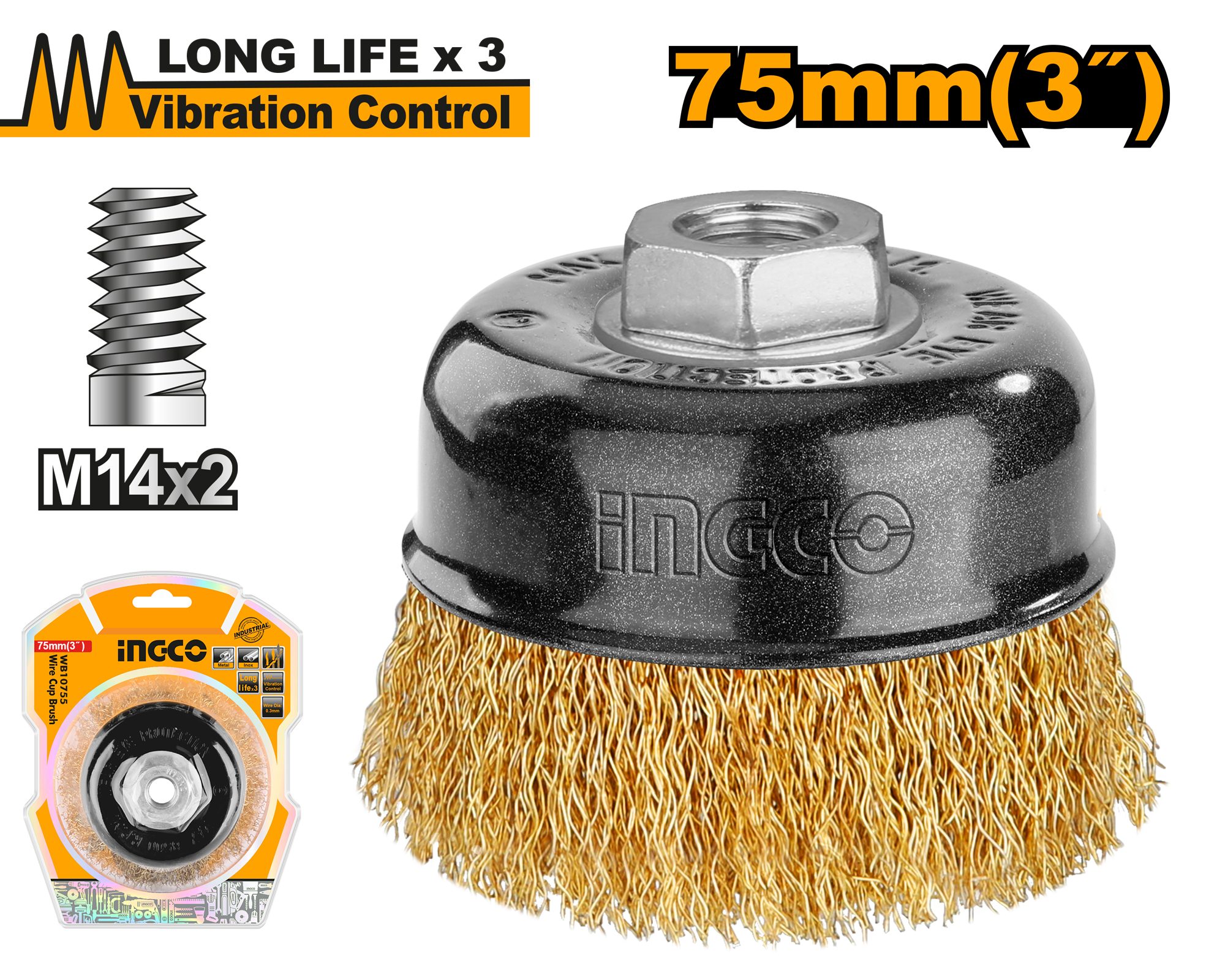 INGCO 75MM (3") Wire Cup Brush - WB10755