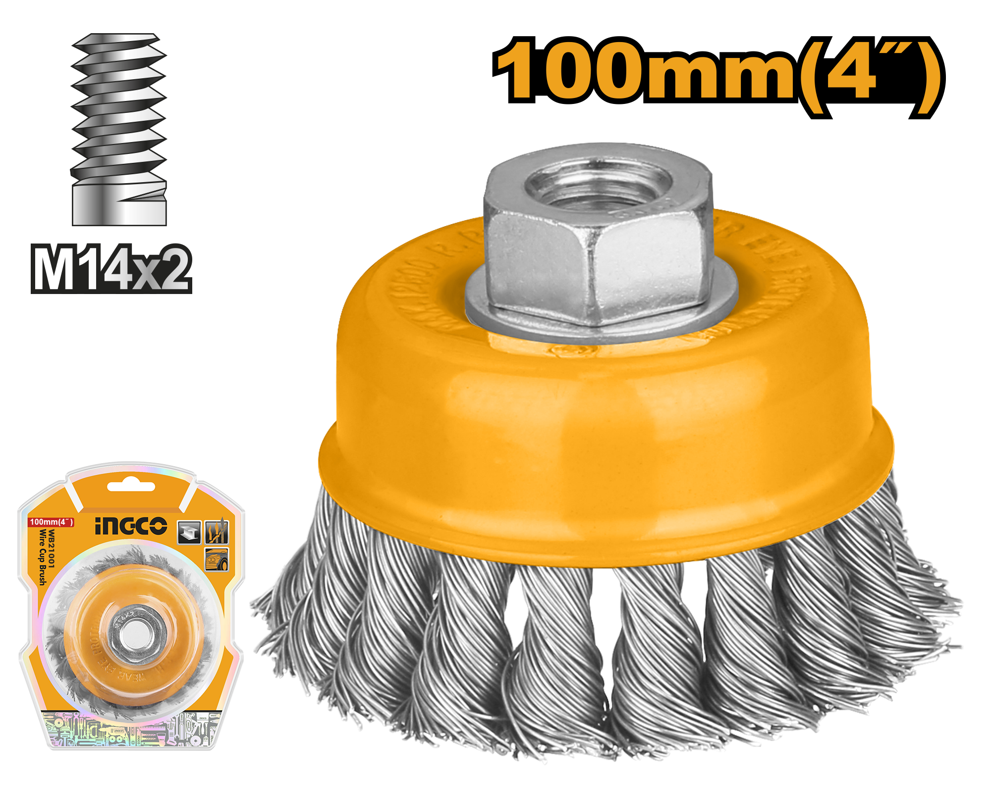 INGCO 100MM (4") Wire Cup Brush - WB21001