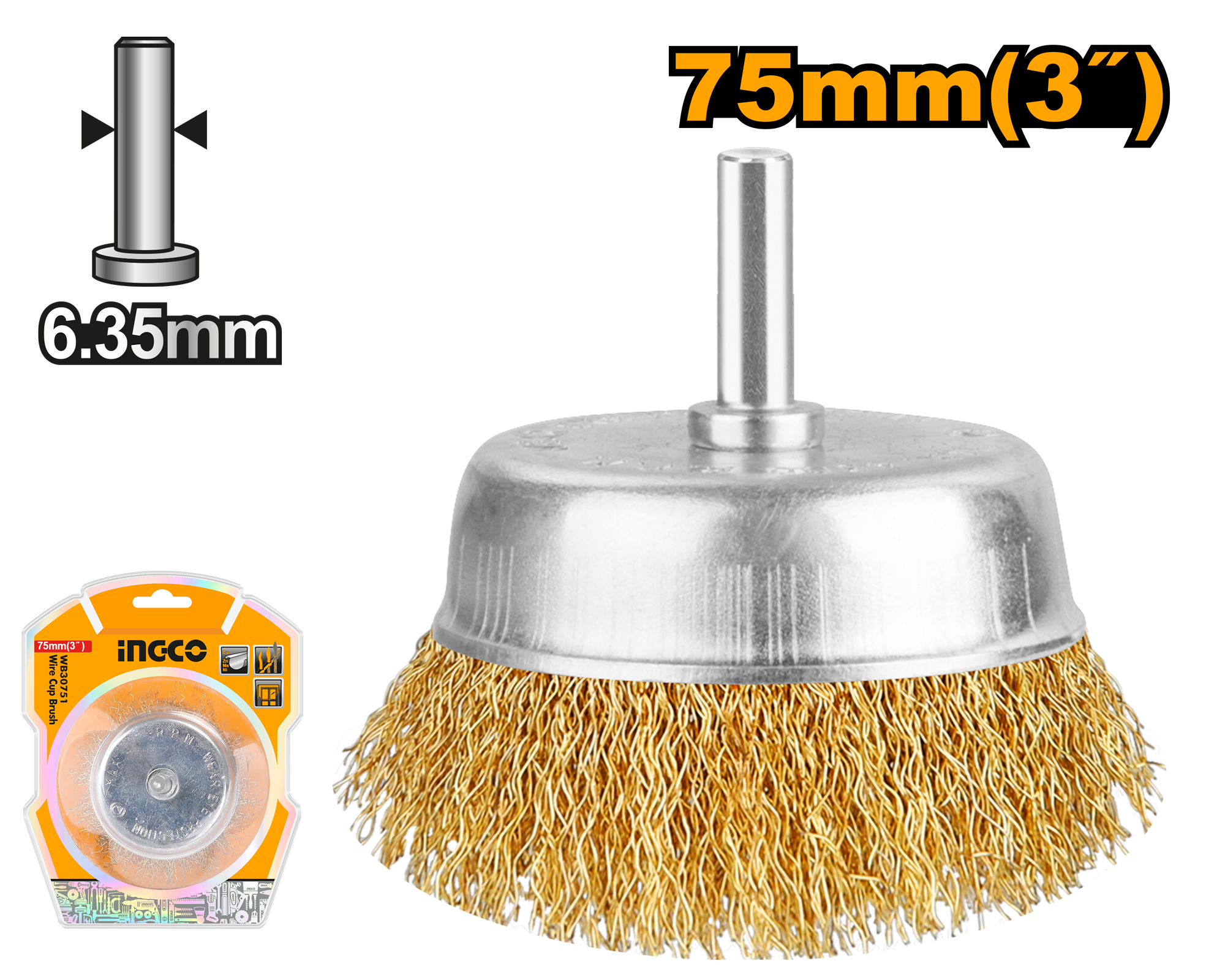 INGCO 75MM (3") Wire Cup Brush - WB30751 Main image