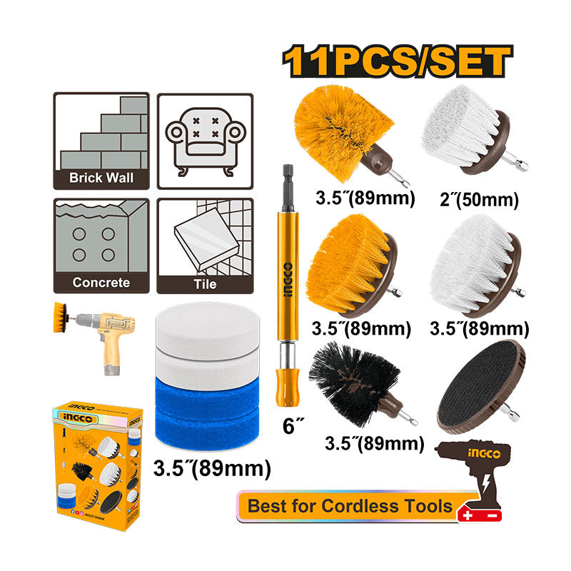 INGCO 11 Pcs Cleaning Brush Set - WCB1101
