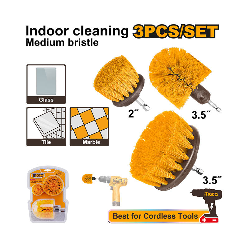 INGCO 3 Pcs Medium Bristle Brush Set - WCBM0301
