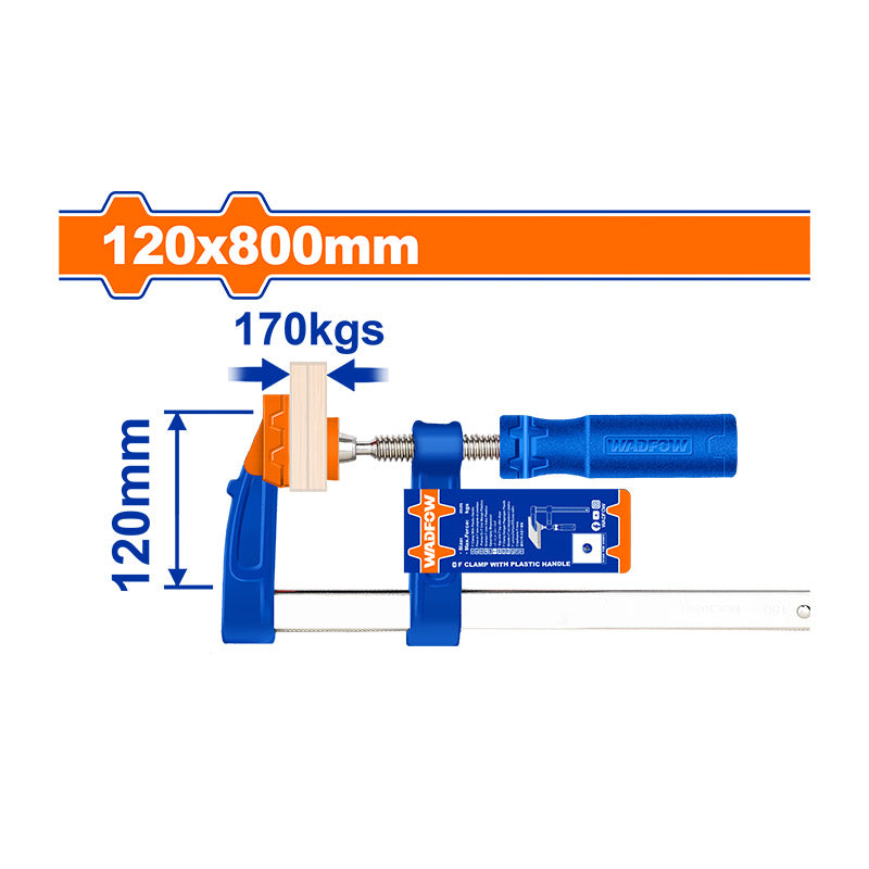 WADFOW 120x800MM F Clamp with Plastic Handle - WCP2124