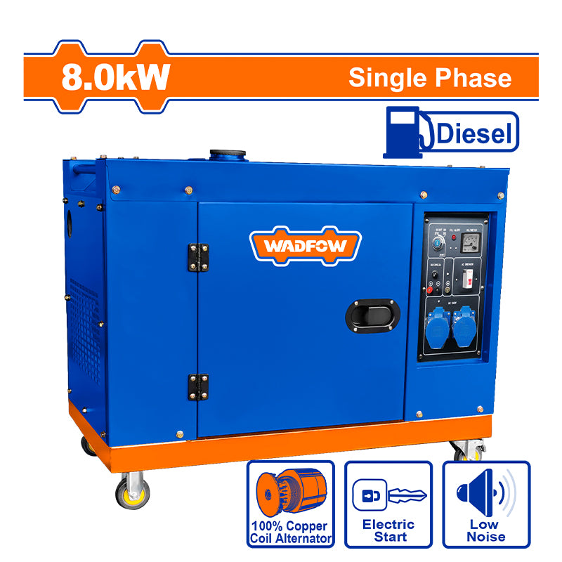 WADFOW 8.0kW Single Phase Silent Diesel Generator - WDG2A100