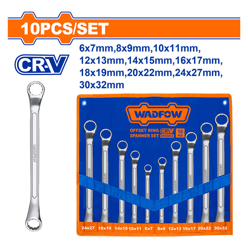 WADFOW 6-32MM 10 PCs Offset Ring Spanner Set - WFS5M10