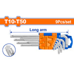 WADFOW T10-T50 Long Arm 9 PCs Torx Key Set - WHK3291