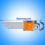 WADFOW T10-T50 Extra Large Arm 9 PCs Torx Key Set - WHK3292