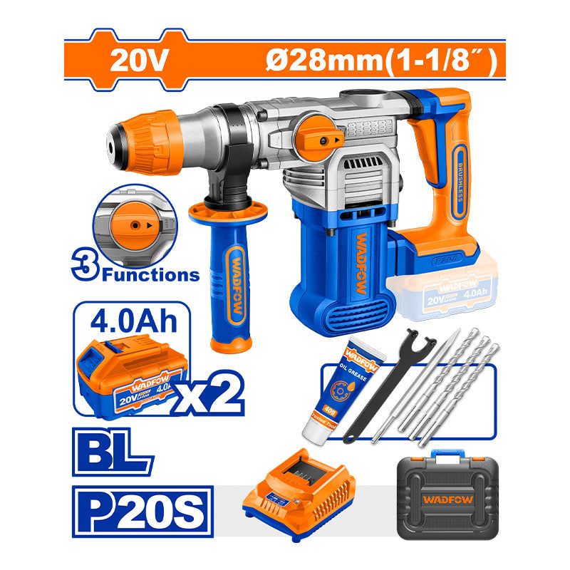 WADFOW 28MM Cordless Rotary Hammer - WLM1B283