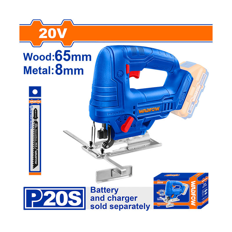 WADFOW 20V, 65MM Wood, 8MM Metal Cordless Cutting Jig Saw - WLS1565