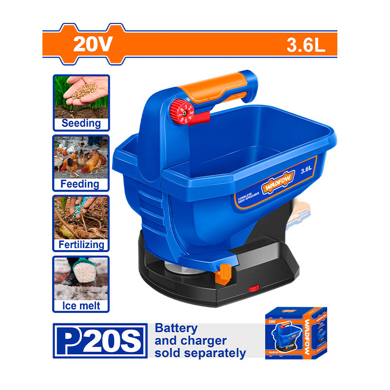WADFOW 20V, 3.6L Cordless Seed Spreader - WLSS1520